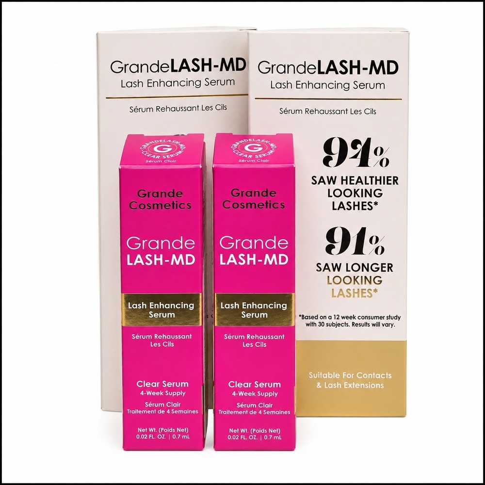 Grande Cosmetics GrandeLASH-MD Lash Enhancing Serum 0.02oz 0.7ml Lot of 2 Clear